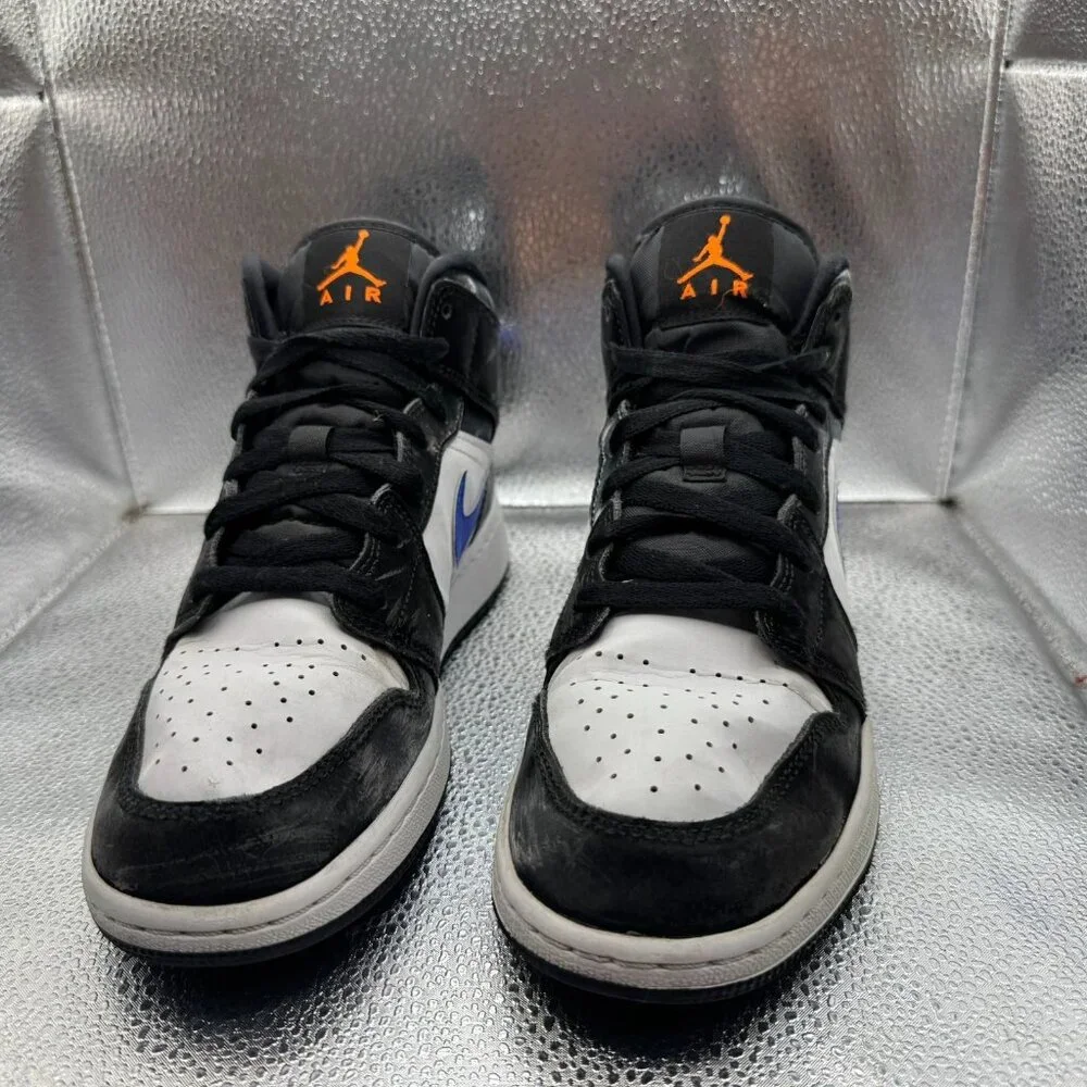 Size 6.5Y Nike Air Jordan 1 Mid GS Black White Racer Blue Kids‎ Shoes 554725-084